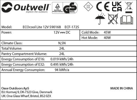 Outwell ECOcool Lite Dark Blue 24 Litre 12V Oto Buz Dolabı
