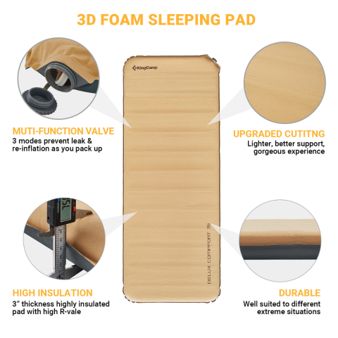 KingCamp Deluxe Wide Ultra 7,5 cm. Tek Kişilik Şişme Mat R: 6,5