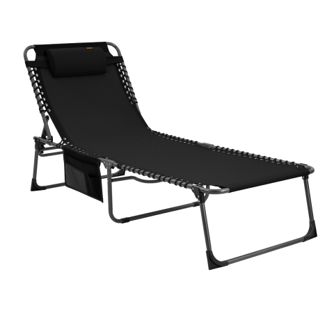 KingCamp Berlin Comfort Lounge 5 Kademeli Katlanır Şezlong Black