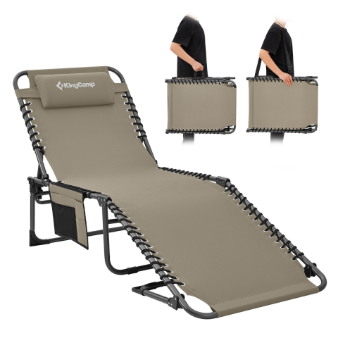 KingCamp Berlin Classic Comfort 2'li Set 5 Kademeli Katlanır Şezlong Beige