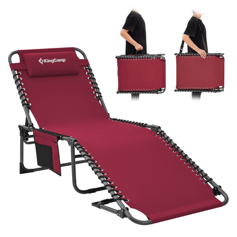 KingCamp Berlin Classic Comfort 2'li Set 5 Kademeli Katlanır Şezlong Wine