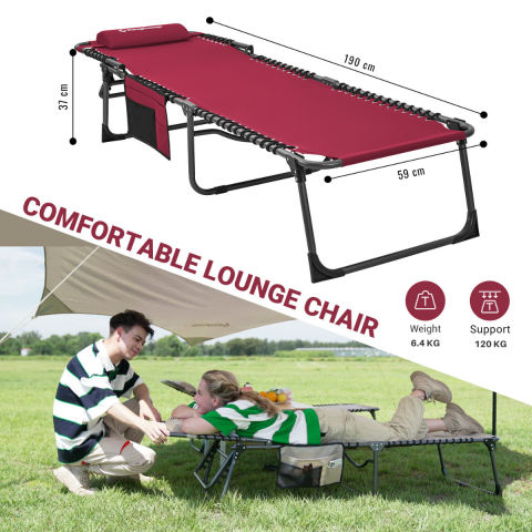 KingCamp Berlin Classic Comfort 2'li Set 5 Kademeli Katlanır Şezlong Wine