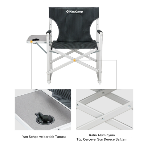 KingCamp Deluxe Director Chair Katlanır Ultralux Kamp Sandalyesi