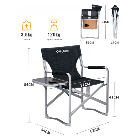 KingCamp Deluxe Director Chair Katlanır Ultralux Kamp Sandalyesi
