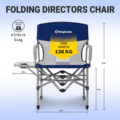 KingCamp Ash Premium Comfort Katlanır Kamp Sandalyesi Navy
