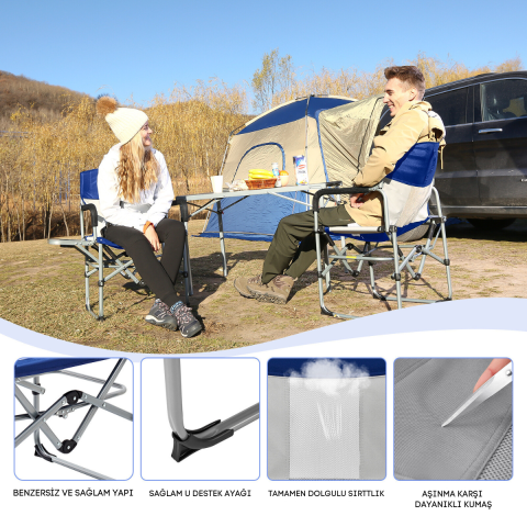 KingCamp Ash Premium Comfort Katlanır Kamp Sandalyesi Navy