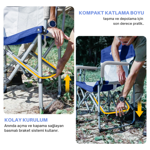 KingCamp Ash Premium Comfort Katlanır Kamp Sandalyesi Navy