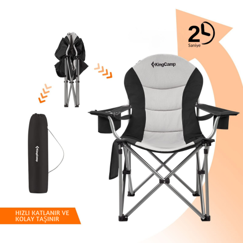 KingCamp Cedar Deluxe Ultra Bel Destekli Kamp Sandalyesi M.Grey
