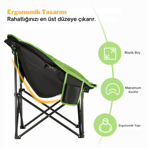 KingCamp Moon Ultra Konforlu Kamp Sandalyesi B.Green