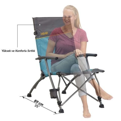 Uquip Sidney Yüksek Konforlu & Takviyeli Katlanır Kamp Sandalyesi