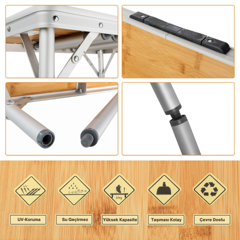 KingCamp Bamboo Mini 60x45 Bambu Kamp Masası