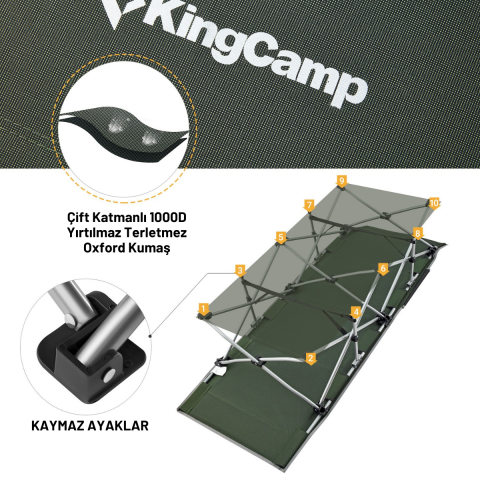 KingCamp Willow Ultra Katlanır Kampet Portatif Kamp Yatağı Green