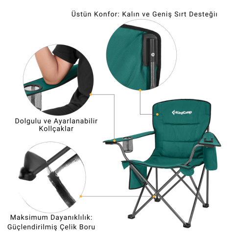 KingCamp Lotus XL Cool Ice Ultra Konforlu & Takviyeli Kamp Sandalyesi Green