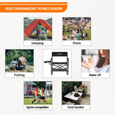 KingCamp Ash Compact Katlanır Kamp Sandalyesi Black