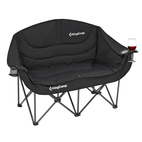 KingCamp Loveseat Double Çift Kişilik Katlanır Kamp Sandalyesi Black