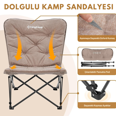 KingCamp Lemon Lux Ultra Konforlu Kamp Sandalyesi Brown