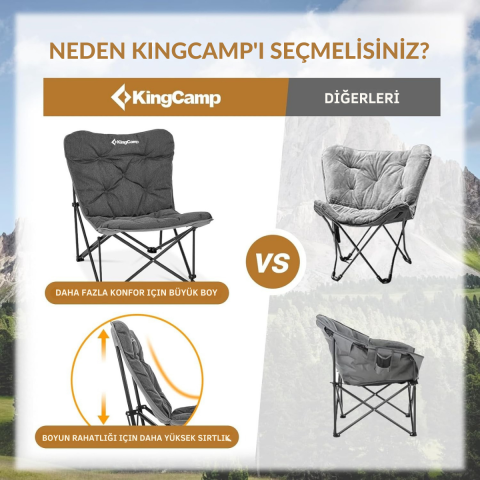 KingCamp Lemon Lux Ultra Konforlu Kamp Sandalyesi Grey