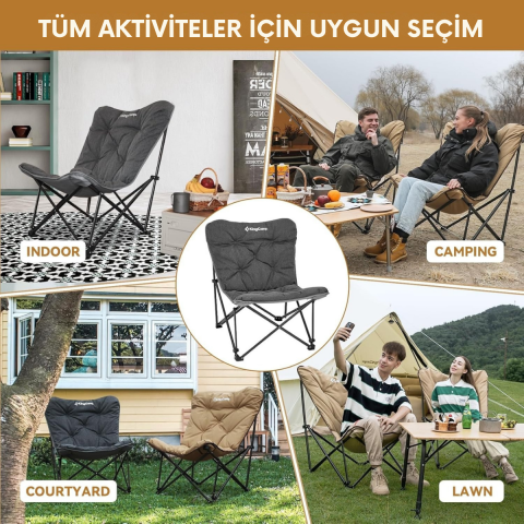 KingCamp Lemon Lux Ultra Konforlu Kamp Sandalyesi Grey