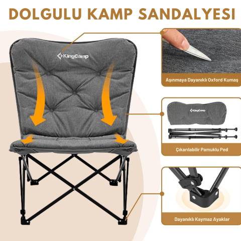 KingCamp Lemon Lux Ultra Konforlu Kamp Sandalyesi Grey