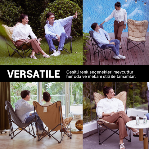 KingCamp Lemon Lux Ultra Konforlu Kamp Sandalyesi Khaki