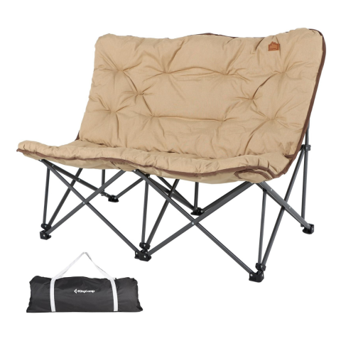 KingCamp Lemon Lux Double Ultra Konforlu Çift Kişilik Kamp Sandalyesi Khaki
