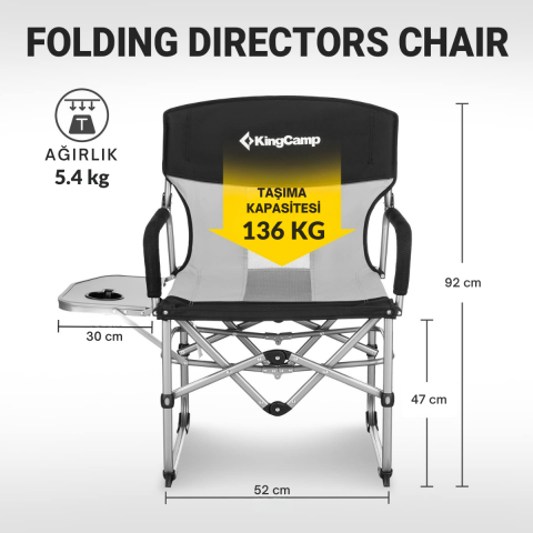 KingCamp Ash Premium Comfort Katlanır Kamp Sandalyesi B.Grey