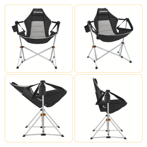 KingCamp Orchid Salıncaklı Katlanır Kamp Sandalyesi Black/Grey