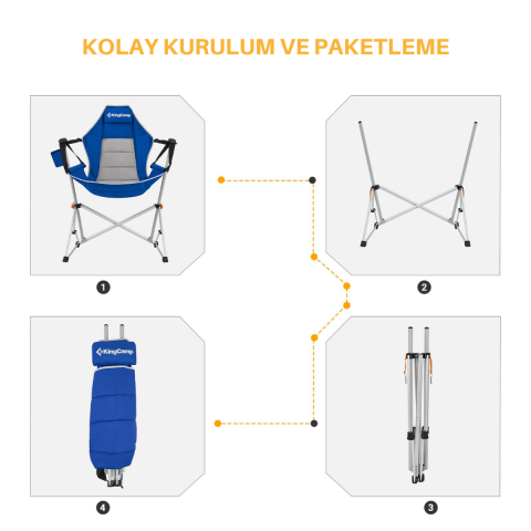 KingCamp Orchid Salıncaklı Katlanır Kamp Sandalyesi Blue/Grey
