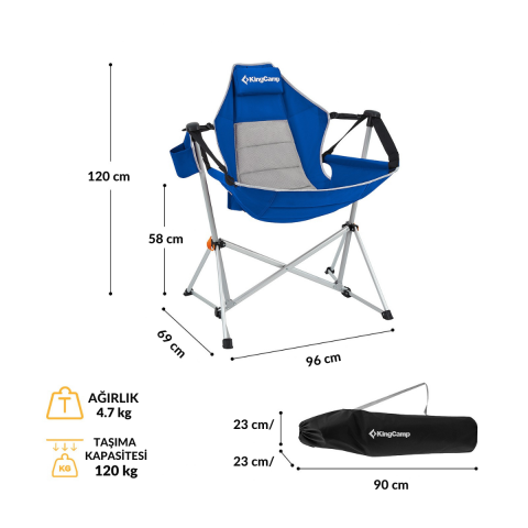 KingCamp Orchid Salıncaklı Katlanır Kamp Sandalyesi Blue/Grey