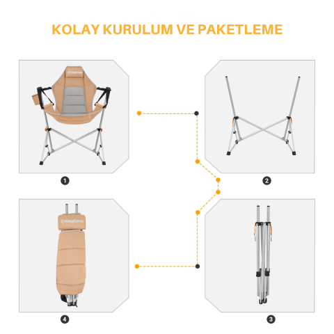 KingCamp Orchid Salıncaklı Katlanır Kamp Sandalyesi Khaki/Grey