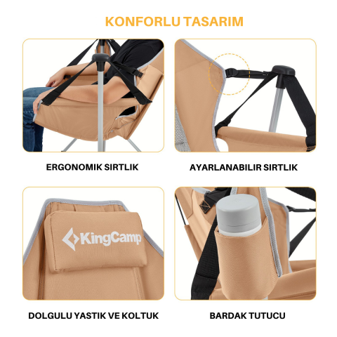 KingCamp Orchid Salıncaklı Katlanır Kamp Sandalyesi Khaki/Grey