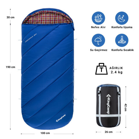 KingCamp FreeSpace 350 Relax -15°C Uyku Tulumu Navy