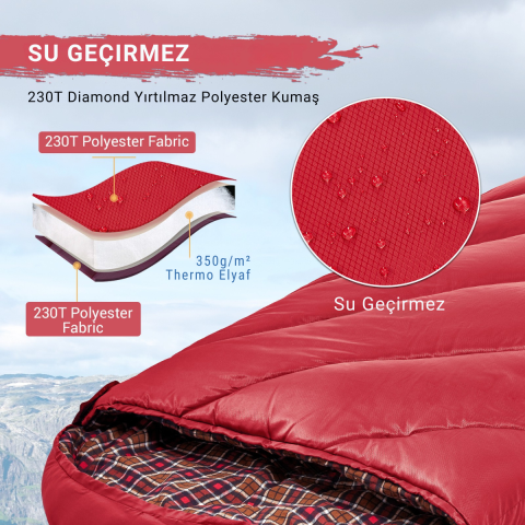 KingCamp FreeSpace 350 Relax -15°C Uyku Tulumu Wine