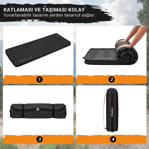 KingCamp Premium 3D 7,5 cm Şişme Mat R-Değeri 6.1