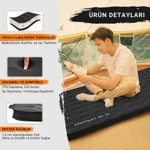 KingCamp Premium 3D 7,5 cm Şişme Mat R-Değeri 6.1