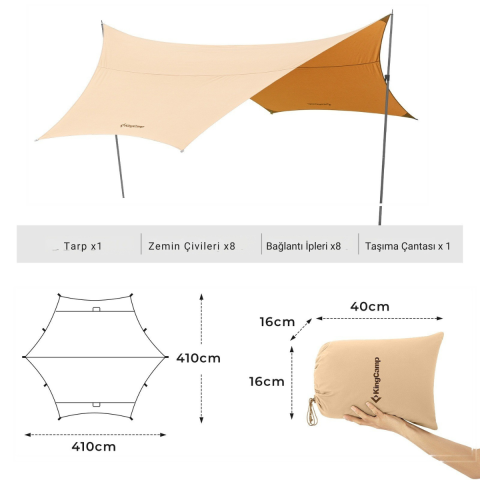 KingCamp Albano 5 Glamping Tarp UPF50+ I 410x410 Beige