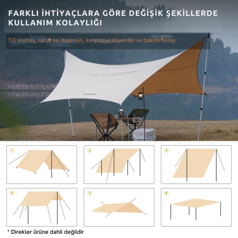 KingCamp Albano 5 Glamping Tarp UPF50+ I 410x410 Khaki