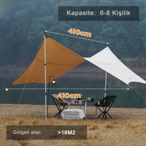 KingCamp Albano 5 Glamping Tarp UPF50+ I 410x410 Khaki