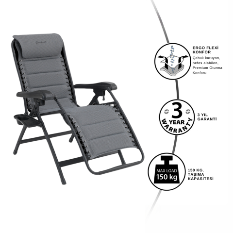 Outwell Acadia Premium Katlanabilir Sandalye & Şezlong Grey