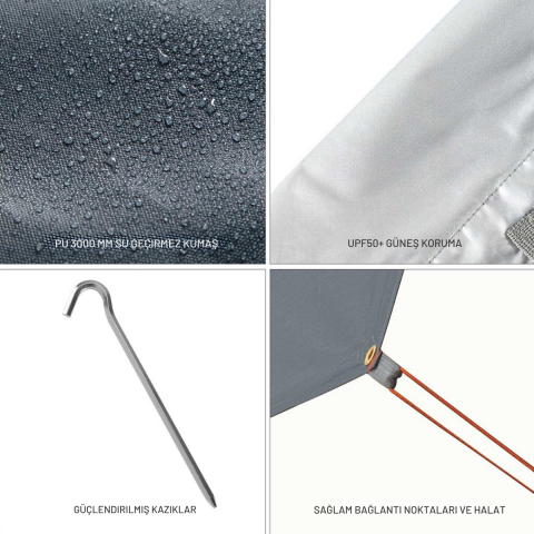 KingCamp Rimini L Tarp-Gölgelik UPF50+ I 300x400 CM Grey