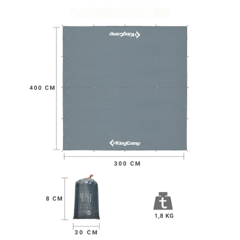 KingCamp Rimini L Tarp-Gölgelik UPF50+ I 300x400 CM Grey
