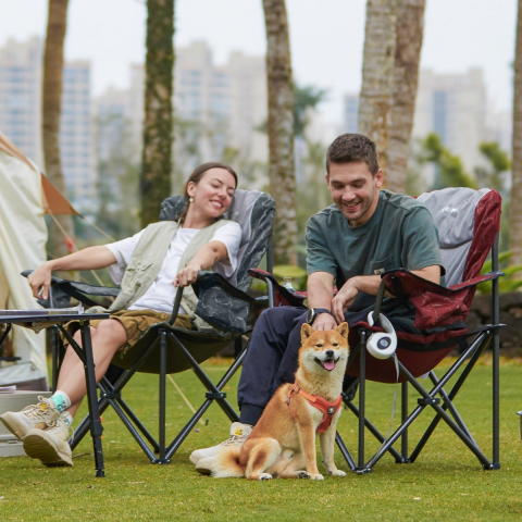 KingCamp Juniper Bel Destekli Ultra Konforlu XL Kamp Sandalyesi Red/Grey