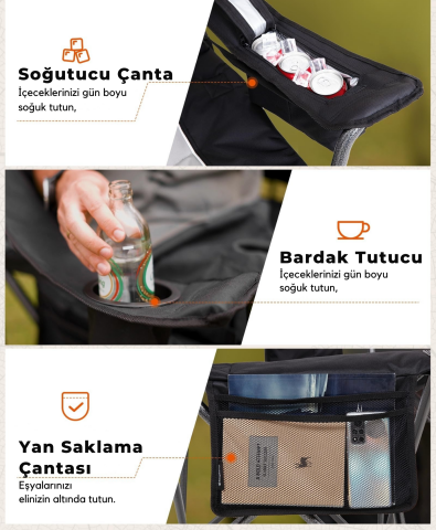 KingCamp Juniper Bel Destekli Ultra Konforlu XL Kamp Sandalyesi Red/Grey