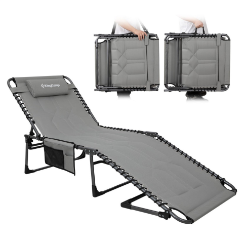 KingCamp Magnolia B20 Premium 7 Kademeli Katlanır Dolgulu Şezlong Grey