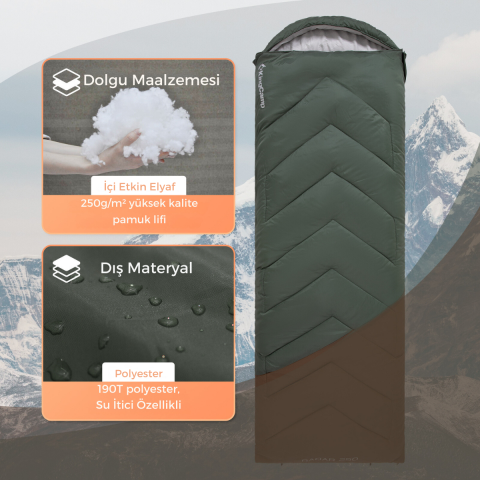 KingCamp Radar 250 Deluxe -3°C Uyku Tulumu Green & Brown