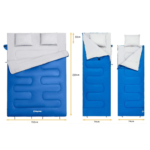 KingCamp Oxygen 250-D Çift Kişilik Yastıklı Uyku Tulumu Black