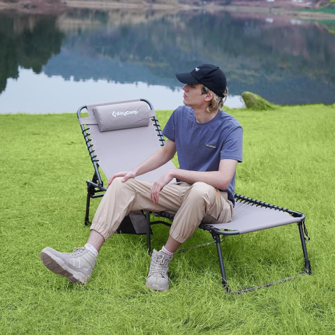 KingCamp Berlin Classic Comfort Lounge 5 Kademeli Katlanır Şezlong Grey