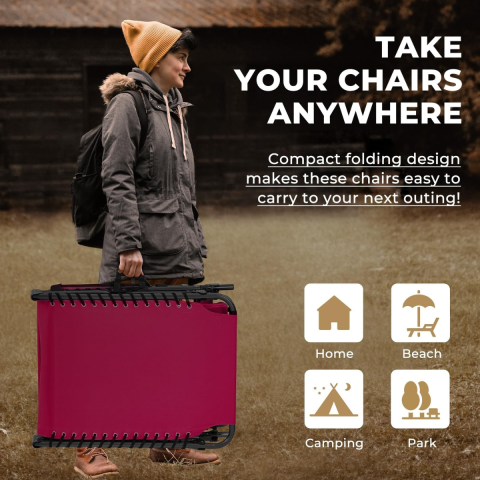 KingCamp Berlin Classic Comfort Lounge 5 Kademeli Katlanır Şezlong Wine