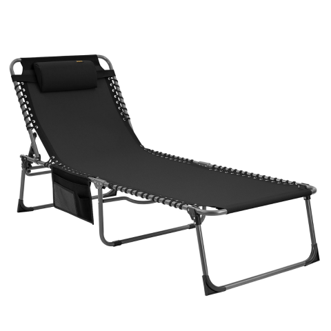 KingCamp Bavaria XL 5 Kademeli Katlanır Şezlong Black