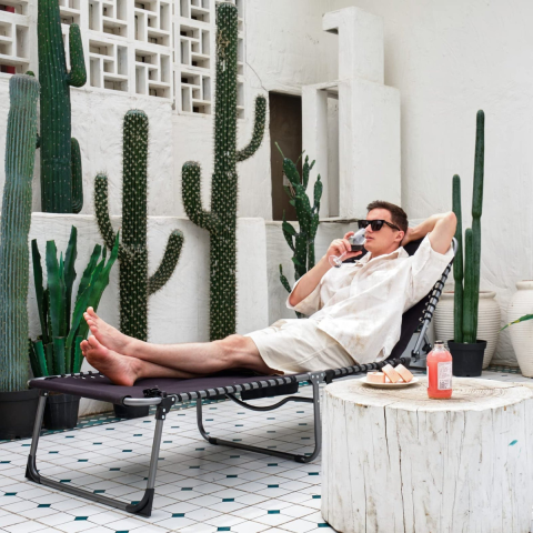 KingCamp Bavaria Cozy Premium 5 Kademeli Katlanır Şezlong Blue